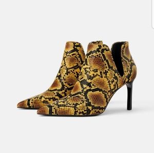 Zara Heel Opening Animal Print Ankle Boots